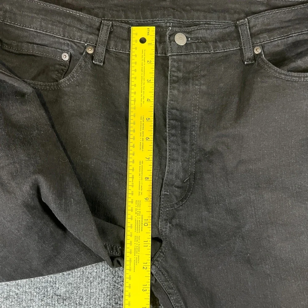 Levis 505 Jeans Mens 42x29 Black Denim Cotton Stretch Logo Mid Rise Straight Leg